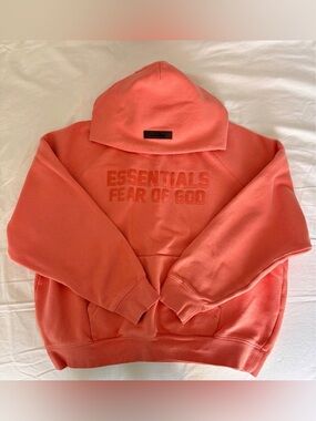 ESSENTIALS FEAR OF GOD AUTHENTIC CORAL HOODIE